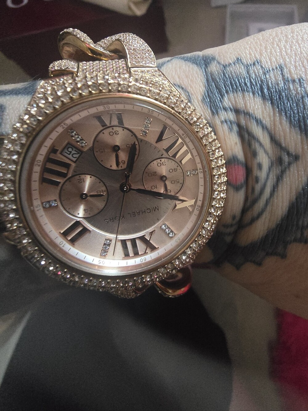 Michael Kors Rose Gold Crystal-Accented Women's Chronograph Watch